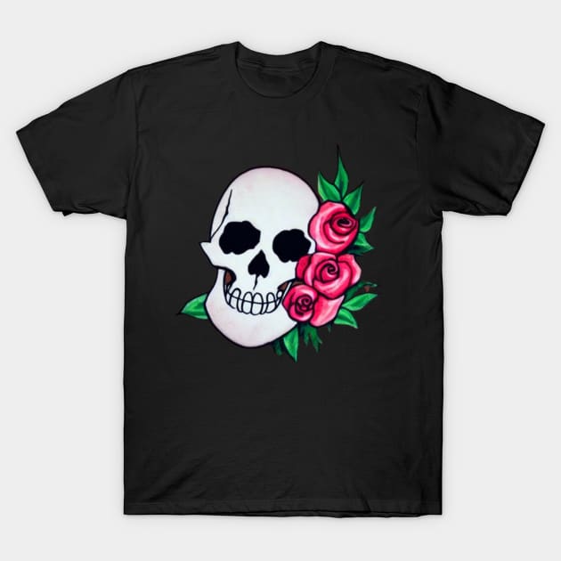 Skull And Roses T-Shirt by divawaddle